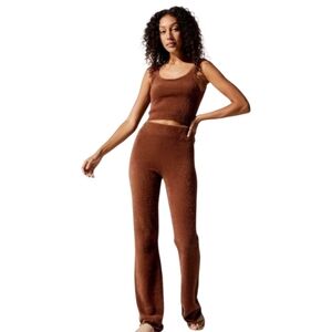 Carbon38 Eyelash Lounge Pants Brown Women's Size Large